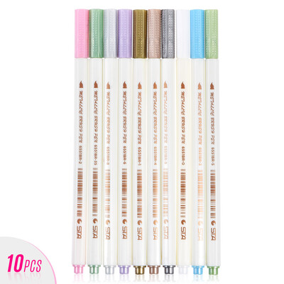 

10pcs Set Metallic Color Marker Pen Marking Highlighting with Brush Tip for Photo Album DIY School Office Supplies