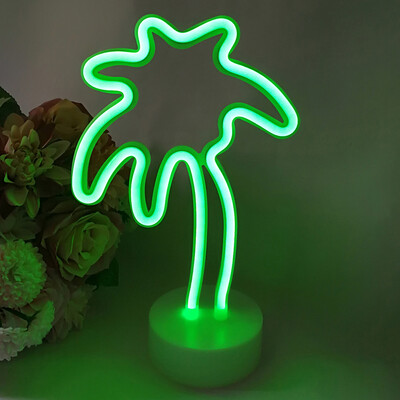 

FlamingoCactusMoonHeartAngelStarLightning Neon Signs LED Light with Holder Base for Party Supplies Removable Home Table Deco
