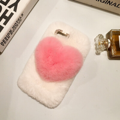 

Love Heart Case For Oppo A3s A5 Cute Rabbit Cover Hairy Fur Fluffy Phone Case