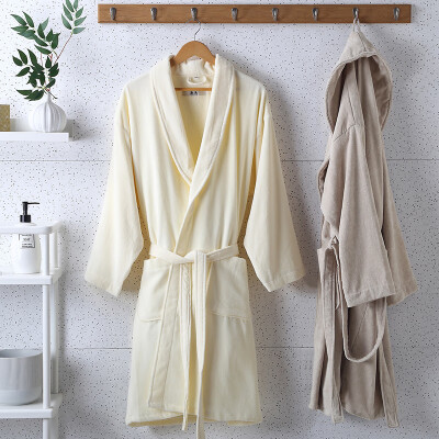 

Xinya bathrobe cotton soft adult bathrobe pajamas breathable comfortable nightgown beige color code