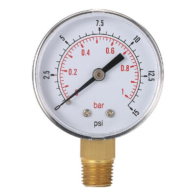 

50mm 015psi 01bar Pool Filter Water Pressure Dial Hydraulic Pressure Gauge Meter Manometer 14" NPT Thread