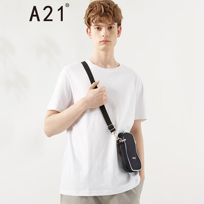 

Pure online brand A21 2019 spring new mens knitted body round neck short-sleeved T-shirt R492131092 special white 17084AM