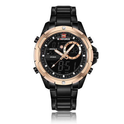 

NAVIFORCE Fashion Stainless Steel Men Watches 3ATM Water-resistant Digital Dual Display Watch Luminous Man Wristwatch Male Relogio