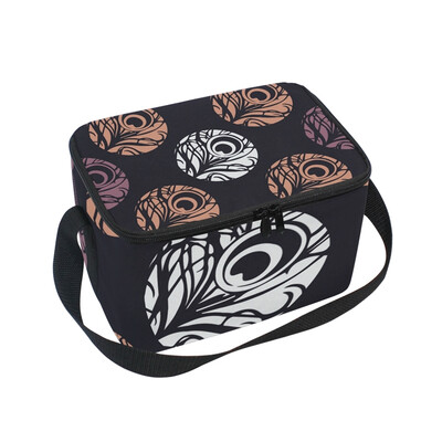 

ALAZA Feathers Motif Lunch Box Insulated Lunch Bag Large Cooler Tote Bagfor Kids Men Women