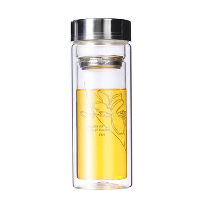 

Fuguang FGA Cup Men&women Glass Cup Tea Separation Portable Hand Cup Business Office Double Cup Tea Cup 280ml