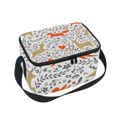 

ALAZA Lunch Box Insulated Christmas Forest Patter Lunch Bag Large Cooler Tote Bag for Men Women