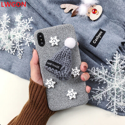 

Applicable iphone 7 plus 8 plus Microfiber Christmas Hat Mobile Cover case XR Snowflake