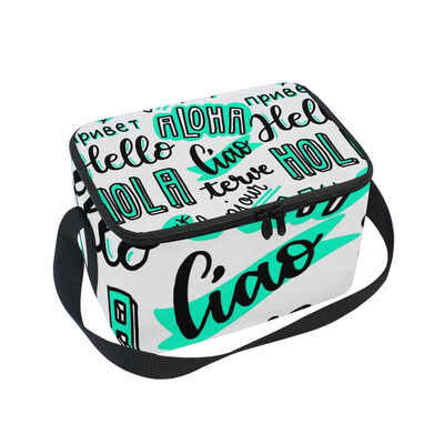 

ALAZA Lunch Box Insulated Lunch Bag Large Cooler Different Language Writing Tote Bag