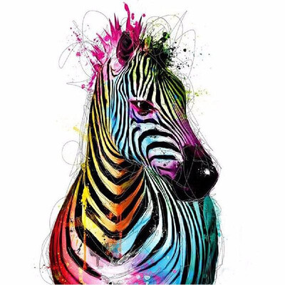 

DIY Diamond Painting Cross Stitch Animal Colorful Zebra Full Round Diamond Embroidery Rhinestone Home Decor Handwork Gift Canvas