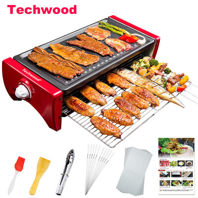 

Techwood electric grill non-stick electric baking pan smokeless electric oven household skewer machine iron plate barbecue pot GR-108 large size - popular models