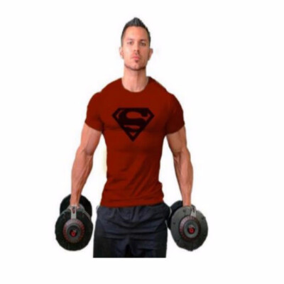 

Mens Fitness T-shirt Superman Cotton Sports Short Sleeves