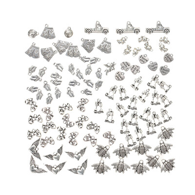 

100Pcs Ancient Silver Charms Pendants DIY for Jewelry Making&Crafting Alloy Accessories