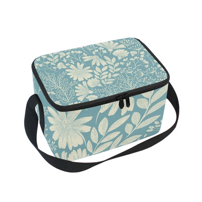 

ALAZA Insulated Lunch Box Spring Floral Pattern Lunch Bag for Men Women Portable Tote Bag Cooler Bag