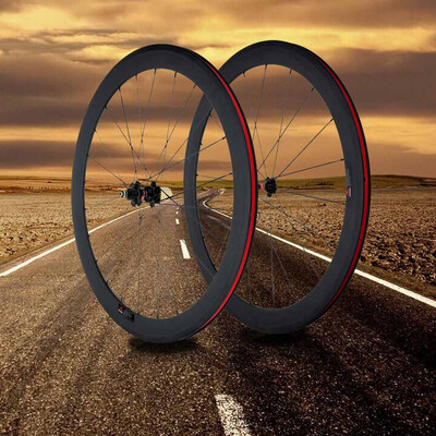 

3K Full Carbon Matt 700C Road Bike Bicycle Wheelsets 50mm Clincher RimSpokesHubQuick Release Lever SkewersBrake Pads