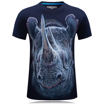 

2019 Summer Cotton Mens T Shirt 3d Print Funny Rhinoceros O Neck Short Sleeve Plus Size 6XL