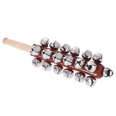 

Sleigh Bells Stick Wooden Hand Held with 25 Metal Jingles Ball Percussion Musical Toy for KTV Party Kids Game