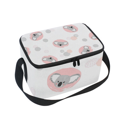 

Lunch Box Insulated Lunch Bag Large Cooler Cute Koala And Circles Tote Bagfor Kids Men Women