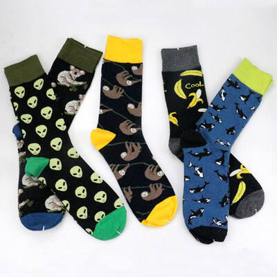 

5 Pairs Funny Happy Plant Socks Cotton Animal Socks Alien Monkey Chicken Banana Cactus Whale Dinosaur Koala Men Women Socks