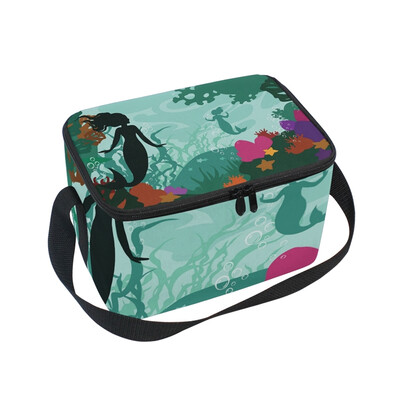 

ALAZA Insulated Lunch Box Sea Mermaid Lunch Bag for Men Women Portable Tote Bag Cooler Bag