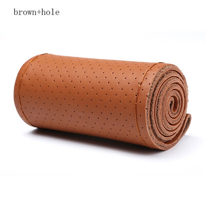 

Automotive interior protection accessories Car Steering Wheel Cover Top Layer Leather with hole Cowhide Braid Needles Thread