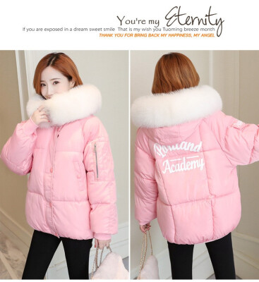 

Bread clothing female fur collar coat jacket winter short hooded cotton suit 90259