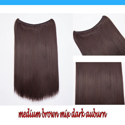 

20 Inches Invisible Wire No Clips in Hair Extensions Secret Fish Line Hairpieces Silky Straight real natural Synthetic