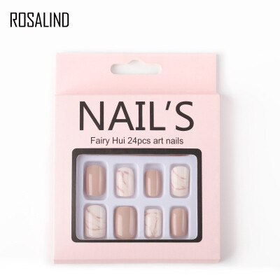 

ROSALIND 24PCSSet Fashion Fake Nails Khaki Artificial Nail False Nails Tips