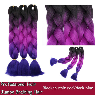 

24 Inches Braiding Hair Ombre for crochet Hair Weave with Synthetic&Twist Braiding Hair Extensions Dark black 100gpc
