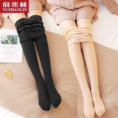 

Yu Zhaolin light leg artifact leggings women plus velvet autumn&winter flesh-colored nude legs shaping pants to keep warm&slim black M one size
