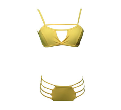 

Womens Nylon Solid Color Sexy Bikini Split Swimsuit