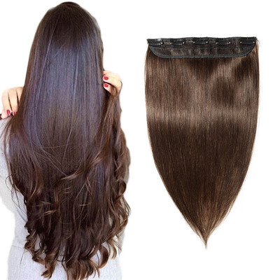 

100 Remy Human 34 Full Head 1 Piece 5 Clips Clip in Remy Human Hair Extensions Silky Straight
