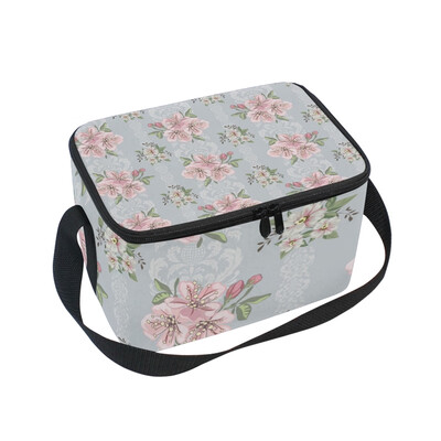 

ALAZA Insulated Lunch Box Vintage Flowers Pattern Lunch Bag for Men Women Portable Tote Bag Cooler Bag