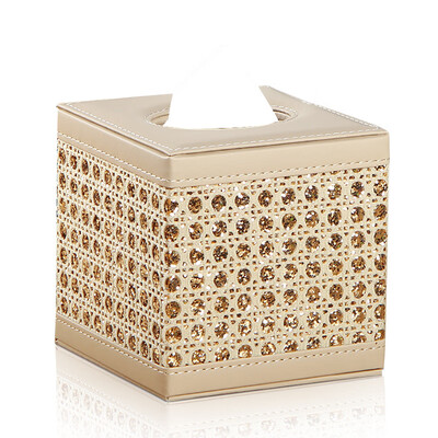 

Yapi Shi leather household roll paper tube paper towel tube creative living room coffee table tissue box pumping box diamond pattern gold