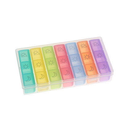 

Plastic Storage Box Pill Organizer 7 Days 3 Times a Day Weekly with 21 Compartments Large Portable Medication Case