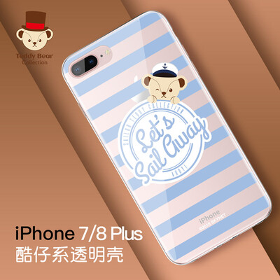 

Teddy Collection Apple xxs Mobile Shell iPhonexxs Cartoon Cover All Inclusive Transparent Silicone Anti-fall Soft Shell Navy Teddy
