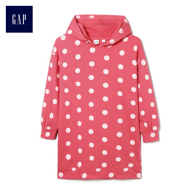 

GAP flagship store girls polka dot long sleeve hooded dress 385899 orange pink