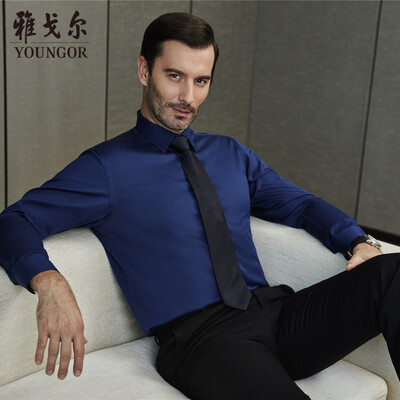 

Youngor shirt mens 2019 spring youth mens casual dress shirt YLDP16360FJA blue 39