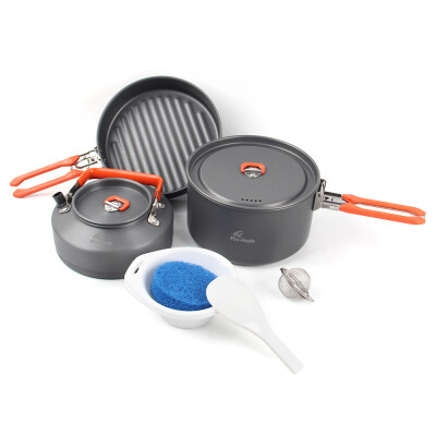 

Outdoor Camping 8Pcs Cookware Set Hiking Backpacking Picnic Cooking Pot Frypan Kettle Set with Foldable Handle for 2 - 3 People