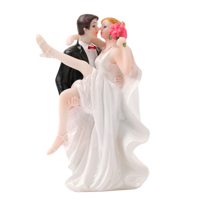 

Resin Bride & Groom Wedding Cake Topper Romantic Cake Decoration for Wedding Engagement Anniversary Parties--Black Couple