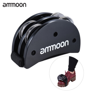 

ammoon Elliptical Cajon Box Drum Companion Accessory Foot Jingle Tambourine for Hand Percussion Instruments Black