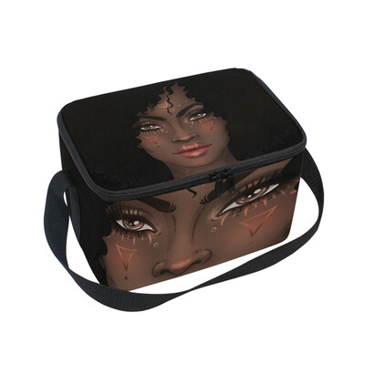 

ALAZA Insulated Lunch Box African Girl Lunch Bag for Men Women Portable Tote Bag Cooler Bag
