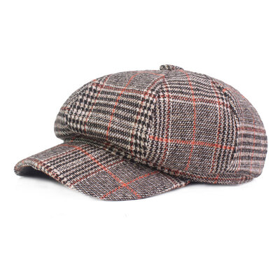 

MAXVIVI autumn&winter new beret fashion warm British wind painter hat retro hat female WMZ833068 orange plaid