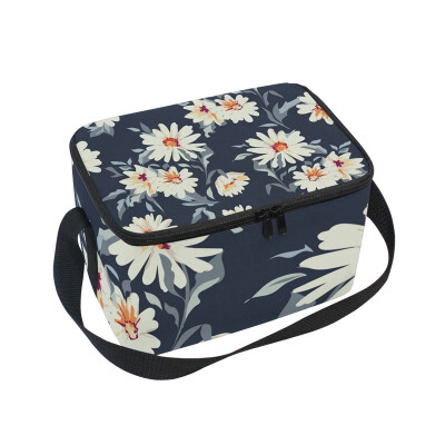 

ALAZA Insulated Lunch Box Pretty Daisy Floral Lunch Bag for Men Women Portable Tote Bag Cooler Bag