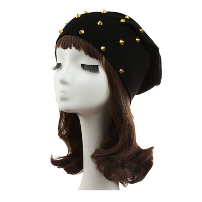 

New Fashion Unisex Men Women Beanie Rivet Decoration Solid Design Hip-Hop Slouch Headwear Hat