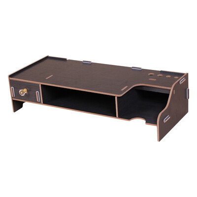 

Wooden Monitor Stand Riser Computer Desk Organizer with Keyboard Mouse Storage Slots for Office Supplies School Teachers