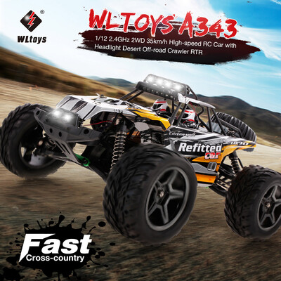 

Wltoys A343 112 24GHz 2WD 35kmh High-speed RC Car with Headlight Desert Off-road Crawler RTR