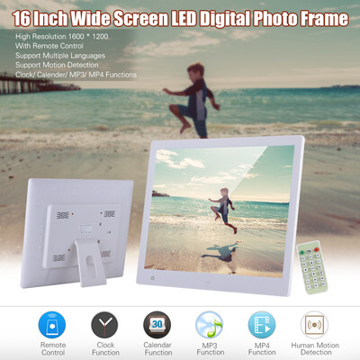

16 Inch Wide Screen 1600 1200 High Resolution LED Digital Photo Frame Digital Album with Remote Control Motion Detection Sensor