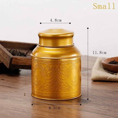 

Golden Stainless Steel Canister Tea Caddy Coffee Herb Container With Double Lids Small 300ml