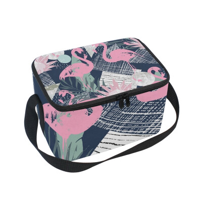 

ALAZA Lunch Box Insulated Flamingo Pattern Lunch Bag Large Cooler Tote Bag for Men Women