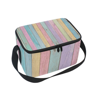 

ALAZA Lunch Box Insulated Lunch Bag Large Cooler Tote Bag Rainbow Wall Stripe for Men Women Girls Boys